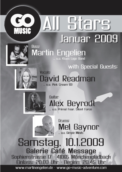 ... Im Januar mit SIMPLE MINDS Drummer Mel Gaynor Januar Flyer